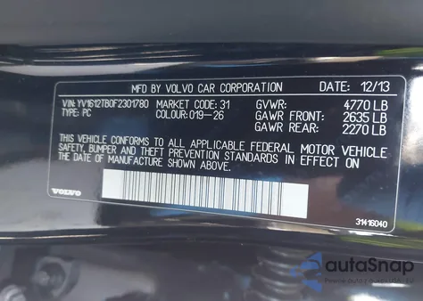 2015 Volvo S60 T5 Premier from USA, damaged, VIN YV1612TB0F2301780